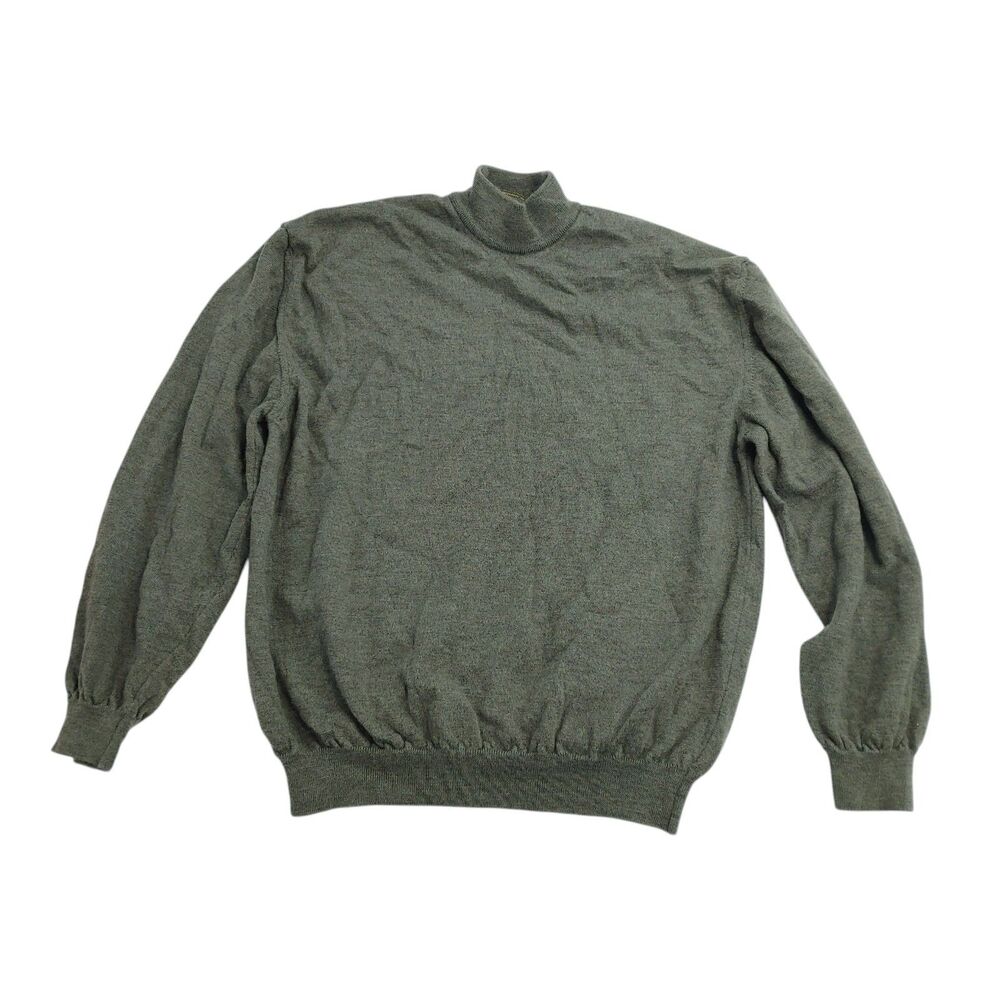 (SHRUNK) Principe Men's Sweater Green Merino Extra Fine Wool Made in Italy